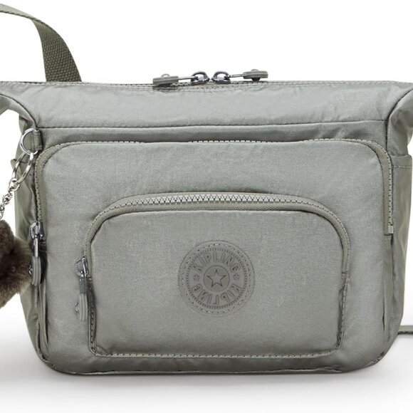 Women's Compact Crossbody Handbag - Functional Design in Moon Grey Metallic - Picture 1 of 5